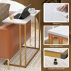 CAMOAT C-Shaped Side Table, Modern End Table with Metal Frame,