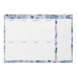 Busy B Weekly Planner Pad – Blue Marble Design – Week-to-View Planner with 52 Tear-Off Sheets, Two Handy Magnets, Perforated Lists & Space for Notes - Perfect for Staying on Track of Plans & Reminders