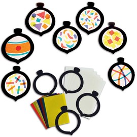Springboard Stained Glass Silhouette Baubles Activity Pack - Make Your Own Christmas Decorations - Arts and Crafts for Kids - Early Years Resources - 30-Pack - 21 x 18 cm - Assorted Colours