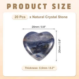 PATIKIL 20 Pcs Natural Heart Shaped Crystal Stone, 1 Inch Mini Polished Love Gemstone Crystal, Pocket Rock Engraved Worry Stones for Women Gifts Meditation, Indigo Blue