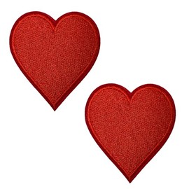 2 X Red Heart Poker Cards - Iron On Embroidery Patches (7 x 6cm)