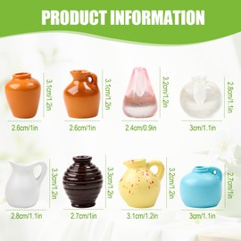 Magnetic Vase for Fridge 8 Pieces Mini Ceramic 3D Magnetic Ceramic Flower Vases Accessories for Whiteboard Pin Board Office Accessories Kitchen Loose Home Decor Funny Resin Magnets Accessories