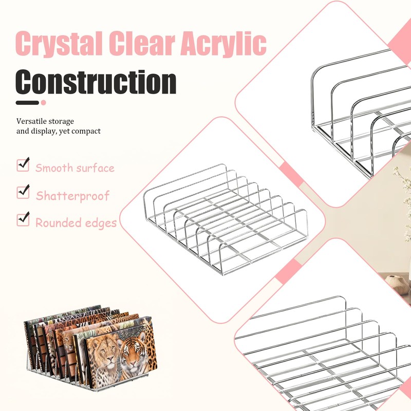 2-Pack Acrylic Makeup Palette Organizer, 7-Slot Eyeshadow Palette Storage, Clear