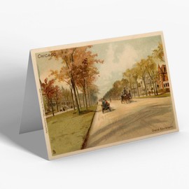 GREETING CARD - Vintage Illinois USA - Chicago. Grand Boulevard (b)
