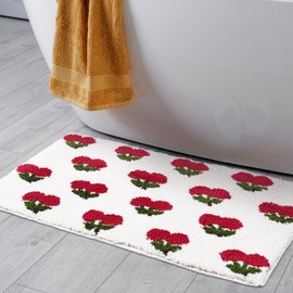 Tinideya Cherry Bath Mat for Bathroom, 20 x 32 Inch Non Slip Absorbent Washable Cherry Bath Rugs Bathroom Tub Plush Shower Rugs for Home Decor