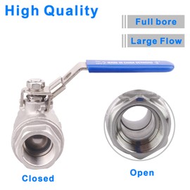 DERNORD Paquete de 2 Válvulas de Bola de Acero Inoxidable 304, Puerto Completo de Servicio Pesado para WOG con Dispositivo de Bloqueo (3/4" NPT)