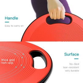 EVERYMILE Wobble Balance Board, Exercise Balance Stability Trainer Portable Balance Board with Handle for Workout Core Trainer Physical Therapy & Gym Diameter No-Skid Surface 15.7" Red