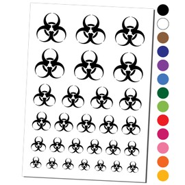 Biohazard Symbol Temporary Tattoo Water Resistant Fake Body Art Set Collection - Black (One Sheet)