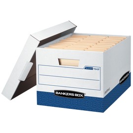 Bankers Box R-KIVE Heavy-Duty Storage Boxes, FastFold, Lift-Off Lid, Letter/Legal, Case of 12 (07243)
