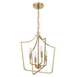 Creative Co-Op Constance - Tapered Metal 4-Light Candelabra Chandelier Style Ceiling Light, Brushed Gold