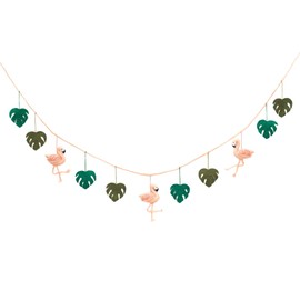 GLACIART ONE Summer Flamingo Monstera Felt Garland |Decorative Pom Pom Garland Felt Hanging Ornaments for Home, Office Decor, Mantle Garland Year Round |Passive Aromatherapy Diffuser & Great Gift Idea