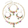 YTDYTD Christmas Tree Bell Jewelry Set, Colorful Necklace Bracelet Earrings