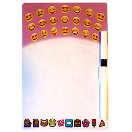 (11 Designs) A5 Magnetic White Board Memo Board for Fridge with Drywipe Marker Pen - Easy to Wipe Planner Shopping Schedule Diet Notes Office Organiser (Pink Smiley)