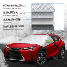 EcoNour Windshield Snow Cover with Side Mirror Covers Upgraded 4-Layer PEVA Material for All-Weather Protection Anti-Freeze UV Dust and Rain Shield Universal Fit for Cars Sedans SUVs and Trucks