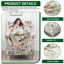 CRFATOP Stretch 1 Piece Chair Covers with Arms Printed Accent Chair Cover Armchair Flower Soft Banquet Armchair Covers Washable Chair Slipcovers for Living Room Office Reception Reading Sofa,05