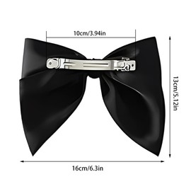 3 Pack French Satin Black Hair Clips with Bow for Girls Hair Accessories Elegant French Satin Suitable for All Ages (Color : Black)