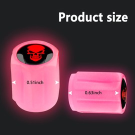 8Pcs Luminous Skull Tire Air Valves Stem Caps,Fluorescent Tire Valve Caps,Universal Tire Valve Stem Covers Accessories for Car Truck Motorcycles Bike (Skull 8pcs-Pink)
