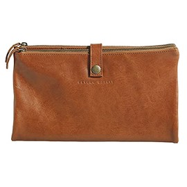 Clairefontaine - Ref 930031C - Flying Spirit Leather Flat Sleeve - 27 x 23.6 x 2.8cm, 2 Compartment Design, Metal Zip Closure with Leather Puller - Brown