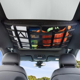 Ceiling Storage Net,RETROSOHOO Upgraded Car Ceiling Cargo Net Pocket,27.5 inches × 19.7 inches,Strengthen Load-Bearing Adjustable Double-Layer Mesh Car Roof Organizer for SUV Long Trip Camping