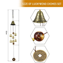 Lucky Wind Chimes Feng Shui Wind Bell 6 Bells Hanging Bell Chimes for Good Luck Home Garden Patio Hanging Decoration