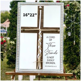 Three Strands Cord Wedding Unity Sign, Cross to Braid or Tie God's Knot - A Cord of Three Strands is Not Easily Broken - Handfasting Cord, 16 × 22" Unity White Cross Braid For Wedding Ceremony