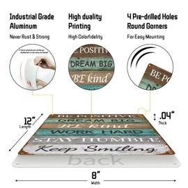 Be Positive Rustic Wall Vintage Inspirational Tin Sign Wall Art Positive Plaque with Quotes Motivational Quote Decor for Office Bedroom Living Room 8x12 Inch (2588)