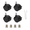 4 Pcs 1.6 Inch Nylon Caster Wheels with Brake, Black