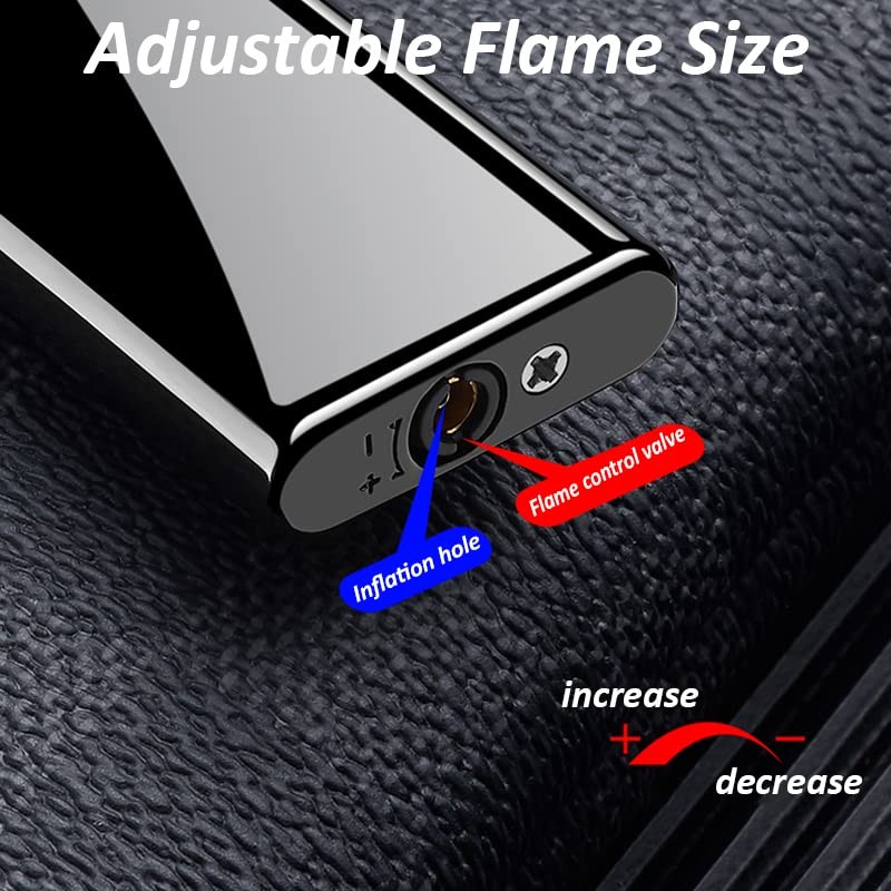 Slim Torch Lighter, Jet Flame Refillable Butane Lighter with Wheel