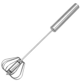 AEX Premium Egg Whisk | Hand Push Whisk Blender | Stainless Steel Egg Beater | Milk Frother | Rotating Push Mixer Stirrer | Kitchen Utensil Whisking, Beating, Stirring | 30.4cm