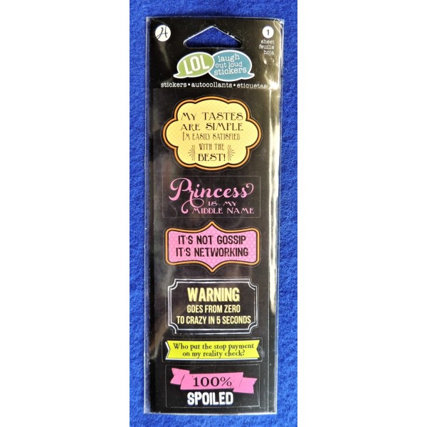 Hampton Art 6pc Spoiled Princess Theme LOL Girly Stickers Hot