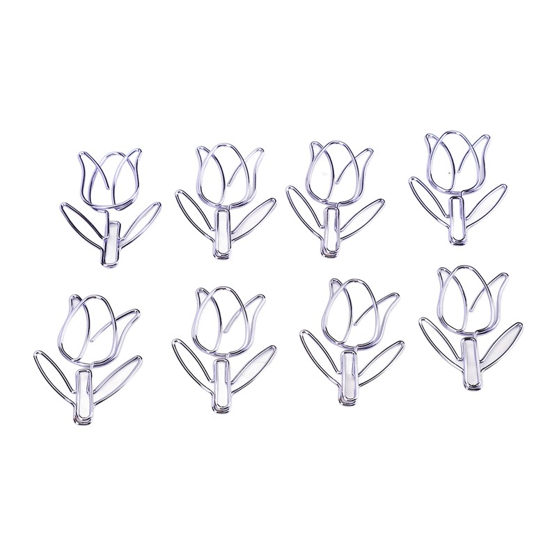 50Pcs Tulip Paper Clips Cute Purple Tulip Design Durable Metal