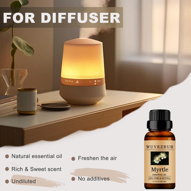 wuvezrub Myrtle Essential Oil for Diffuser Aromatherapy DIY Soap-10ml