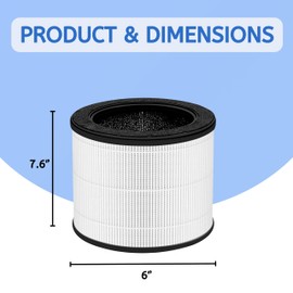 Nispira Airmega 100 3-in-1 True HEPA Activated Carbon Filter Replacement For Coway Airmega 100 Air Purifier 2 Packs