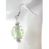 Handgefertigte Ohrringe aus hellgrünem Lampwork-Glas und versilbertem Messing, Vintage-Stil, französisches