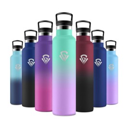 JAPORIA Borraccia Isolante 1L con Cannuccia, Bottiglia Acqua Acciaio Inox, Doppio Strato, Antiperdite, per Bevande Gassate, Viaggi