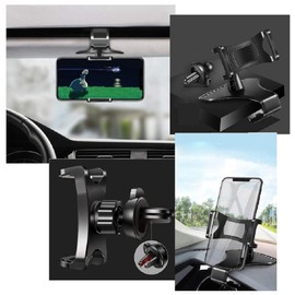 DFV mobile - 3 in 1 Car GPS Smartphone Holder: Dashboard/Visor Clamp + AC Grid Clip for Alcatel One Touch Elevate 4037V - Black