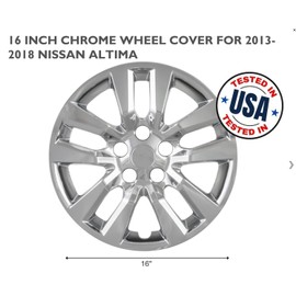 Premium Hubcap Replacement for 2013-2018 Nissan Altima 16-inch Replica Wheel Cover (1 Piece) 53088 Chrome Plated