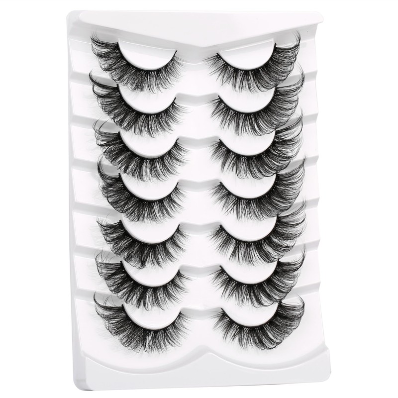Poolunch False Eyelashes Cat Eye Lashes 8D Volume Wispy Natural