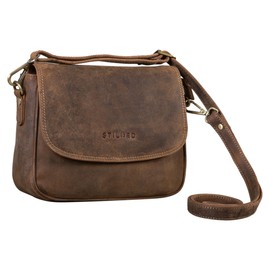 STILORD 'Aisha' Vintage Handbag Women's Leather Shoulder Bag Elegant and Timeless Women's Bag Made of Genuine Leather, Medium - Brown