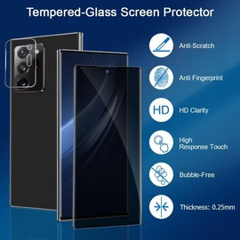 2+2 Pack Galaxy Note 20 Ultra Privacy Screen Protector and Camera Lens Protector,9H hardness Tempered Glass, 3D Full Coverage, Fingerprint Unlock, Easy to install For Galaxy Note 20 Ultra 6.9 Inch