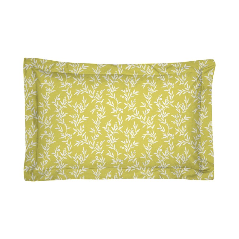 Oxford Pillowcases 2 Pack Pattern of Leaves Yellow Cotton Pillow