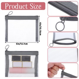 xozeooeu 40 Pcs Mini Zipper Mesh Bags, 5x4 Inch Small Zipper Pouch, Gray Nylon Cosmetic & Travel Organizer Pouches for Makeup, Toiletries, Office Supplies