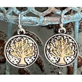 Silver and Gold Tree of Life Earrings Nature Family Roots Strength Jewelry Earrings for Women #3298FE399