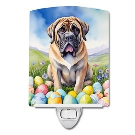 Caroline's Treasures Mastiff Easter Egg Hunt Ceramic Night Light Compact, UL-Certified, Ideal for Bedroom, Bathroom, Nursery, Hallway, Kitchen, 6x4x3, Multicolor