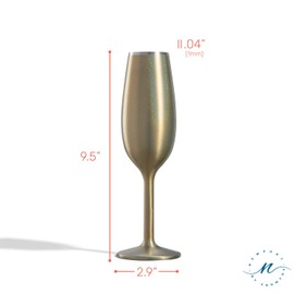 NEWPORT Stemware Collection, Premium Vacuum Insulated Stainless Steel Sparkling Wine & Champagne Flute, Crystal Thin Champagne Glass, Unbreakable & Drinks Stay Cold, Non-Slip Base, 6oz, Shimmer Gold
