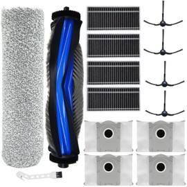 DianSung Accessory Set for Ecovacs Debot X8 Pro Omni / X8 Omni Vacuum Cleaner Replacement Parts, 2 Main Brushes, 4 Dust Bags, 4 Side Brushes, 4 Filters