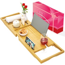 Premium Bathtub Tray Caddy, Expandable Bath Tray for Bathub, Luxury Bathtub & Bathroom Accessories, Great House Warming, Anniversary & Wedding and Unique Birthday Gifts