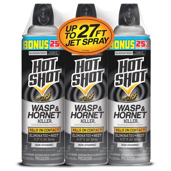 Hot Shot Wasp and Hornet Killer Aerosol, 17.5-Ounce, 3-Pack
