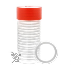 (1) Airtite Coin Holder Storage Container & (20) White Ring 38mm Air-tite Coin Holder Capsules for American Silver Dollars and 1oz Silver Commemoratives
