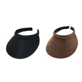 jecvxor 2PCS Cloth Covered Slip-On Visor for Women, Adjustable Cap Sports Sun Visors for Men, Women's Clip On Golf/Tennis/Running Visor Hat (Black/Brown)